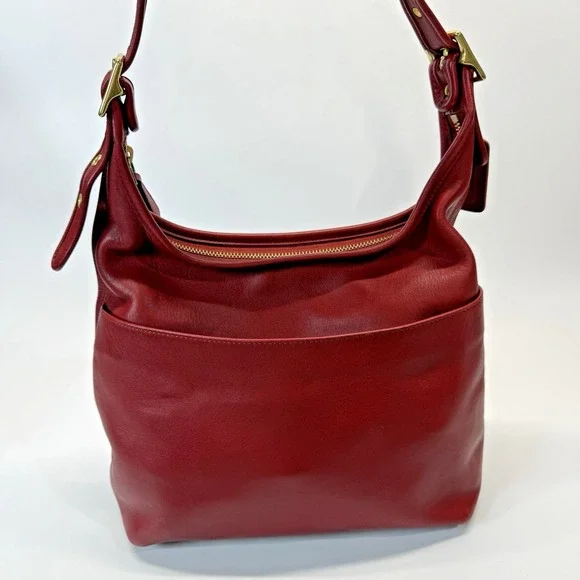Vintage Coach Legacy Hobo Shoulder Hand Bag Red Leather Costa Rica 9058 Y2K - Picture 2 of 16